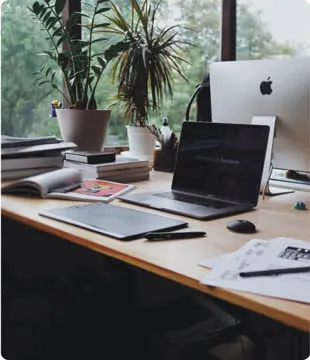 desk and laptop